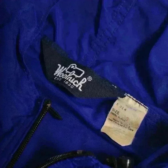 1980s WOOLRICH Cobalt Blue Nylon Outdoors Anorak Lightweight Shell  Jacket S USA - Picture 5 of 8